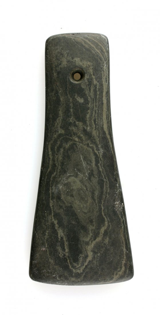 4 5/16" Trapezoidal Pendant: Banded slate example from Indiana.