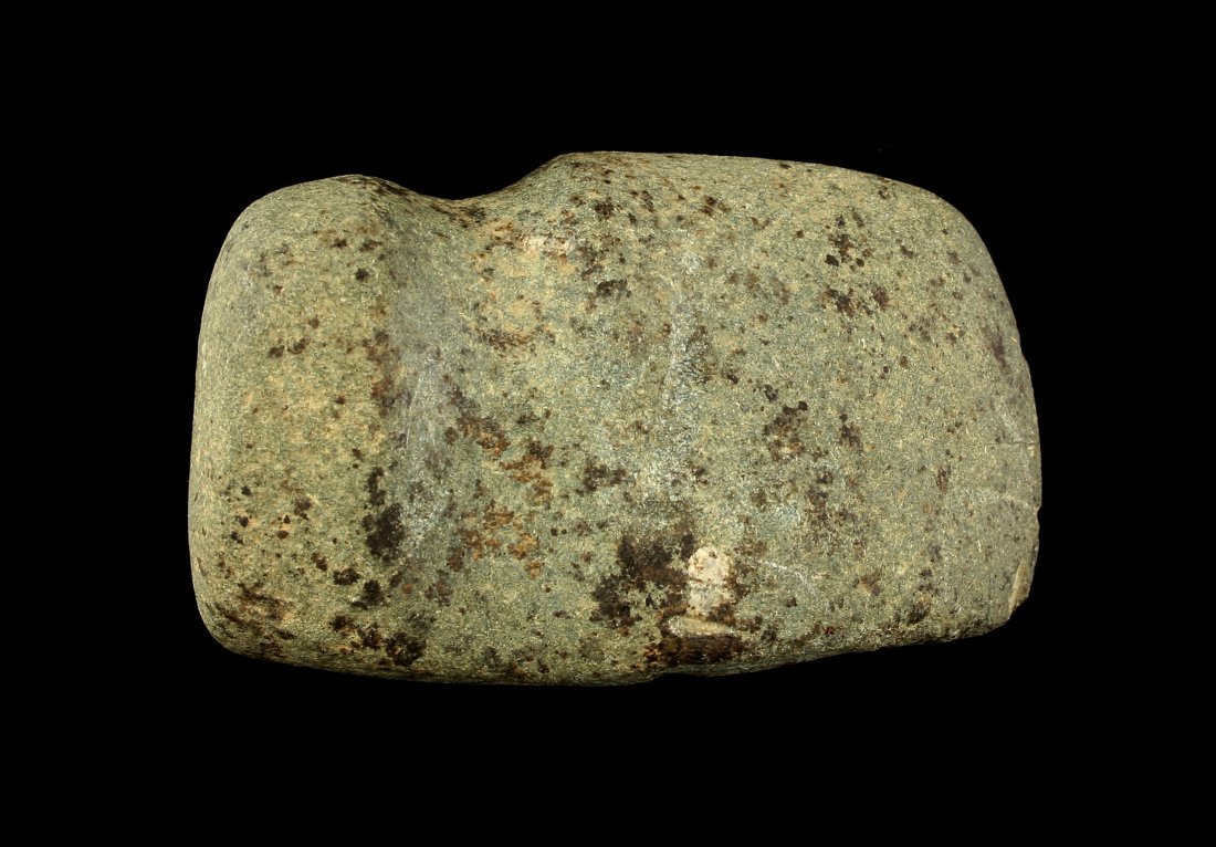 2 7/8" 3/4 Groove 'Pocket' Axe: Small greenstone example from Northern Kentucky. Covered in great mineralization.
