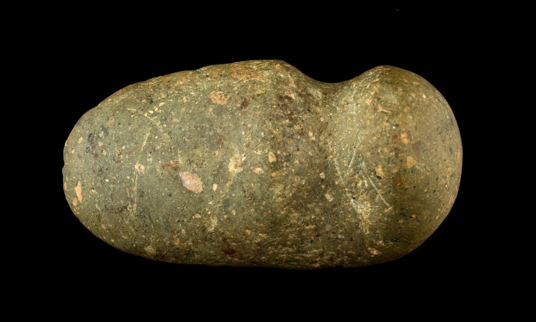 3 5/8" 3/4 Groove Axe: Pretty greenstone porphyry example from Indiana.