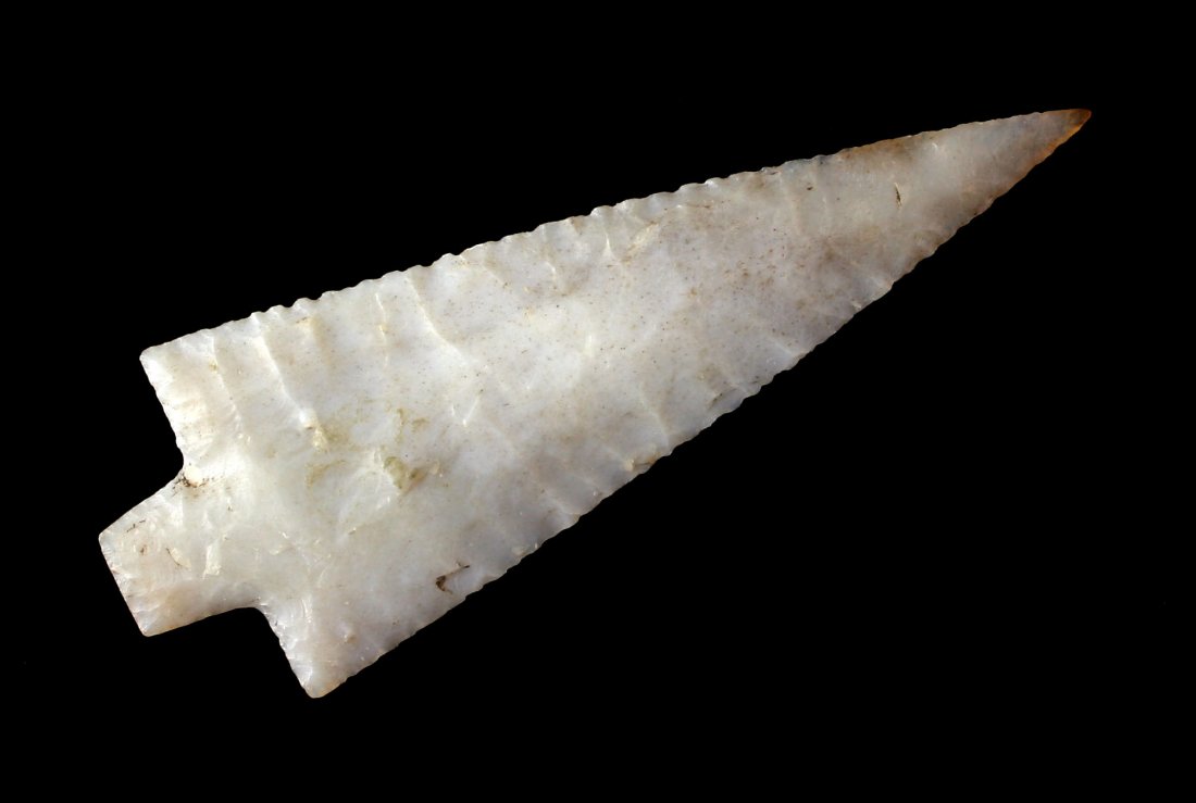 3 7/8" Reproduction Newnan: White agatized coral example. Reproduction sold AS-IS