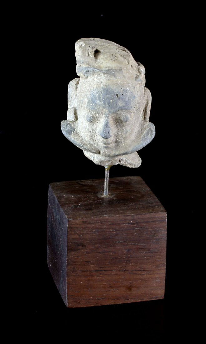 2" Egyptian Terra Cotta Head with Stand. (1 of 3)