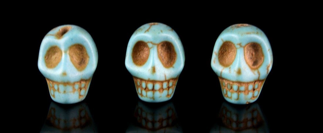3 Glazed Skull Beads (1 of 3)