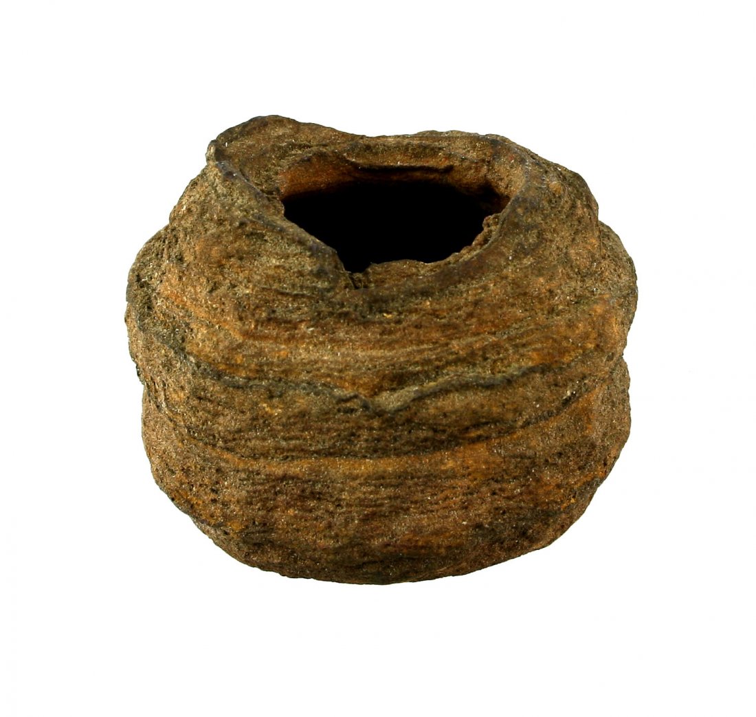 1 5/8" Ironstone Concretion: Hollow example possibly used as a paint pot. Ohio estate collection.