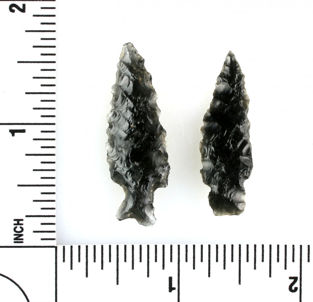 Pair of Obsidian Dart Points: Lake Co., Oregon Obsidian. Ex - Reg Seely Collection.