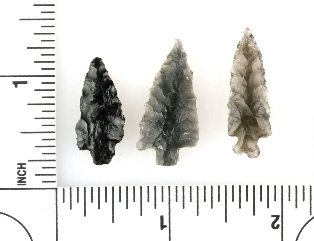 3 Obsidian Birdpoints: All Lake Co., Oregon . Ex Seely Collection.
