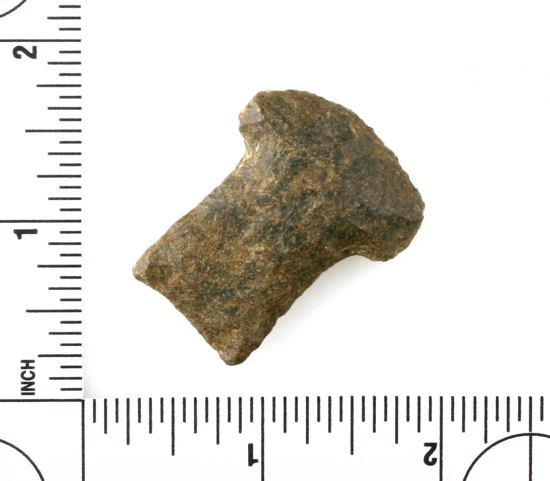 1 1/2" Bajada End Scraper: New Mexico example formerly of the Harold French Collection. Gray/brown chert.
