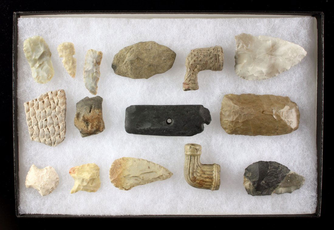 8x12 display of 15 Indiana Artifacts (1 of 1)