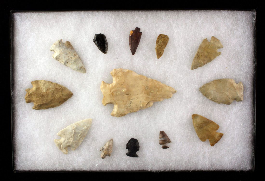 8x12 Display of 13 Arrowheads (1 of 1)