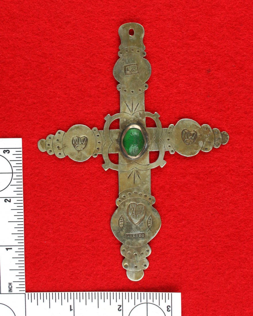 5 1/4" Silver Fur Trade Cross with Inlay (1 of 1)