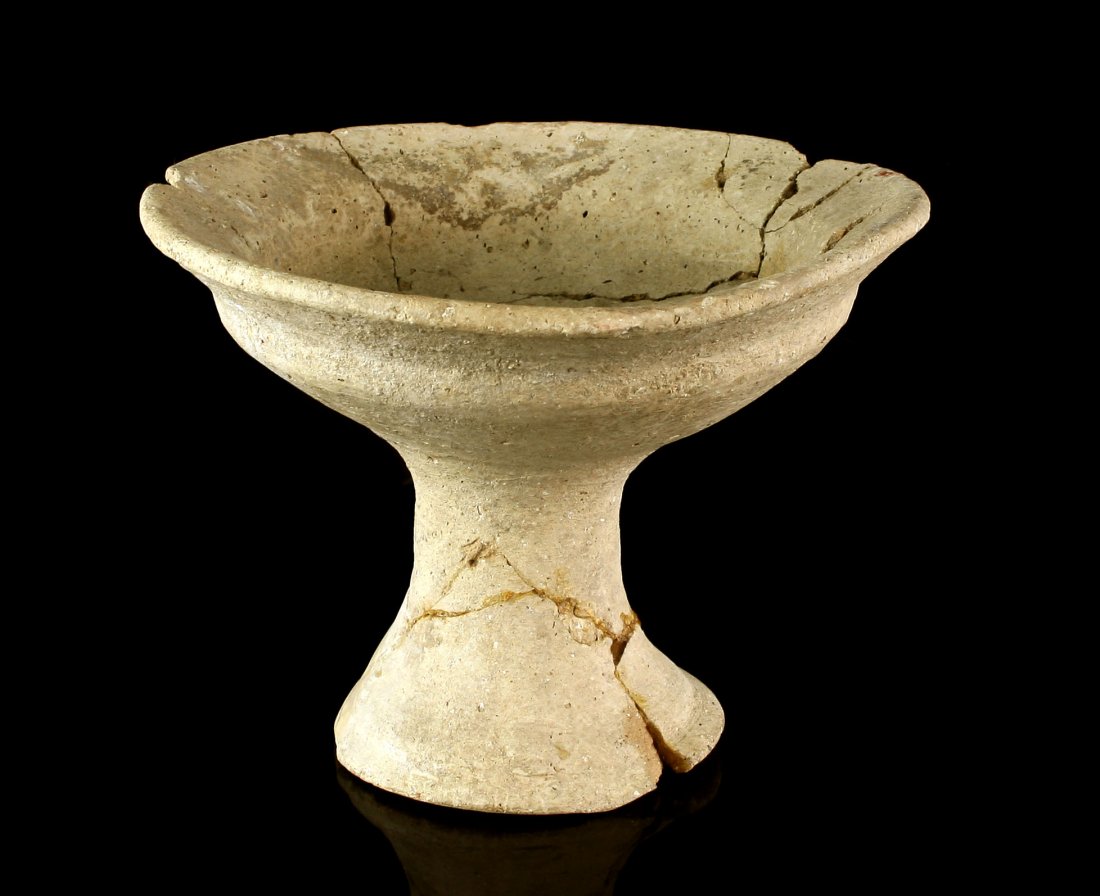 5"x 6.75" RESTORED Kylix: Unglazed example with restoration and repair overall. Ex William Major Tedder.