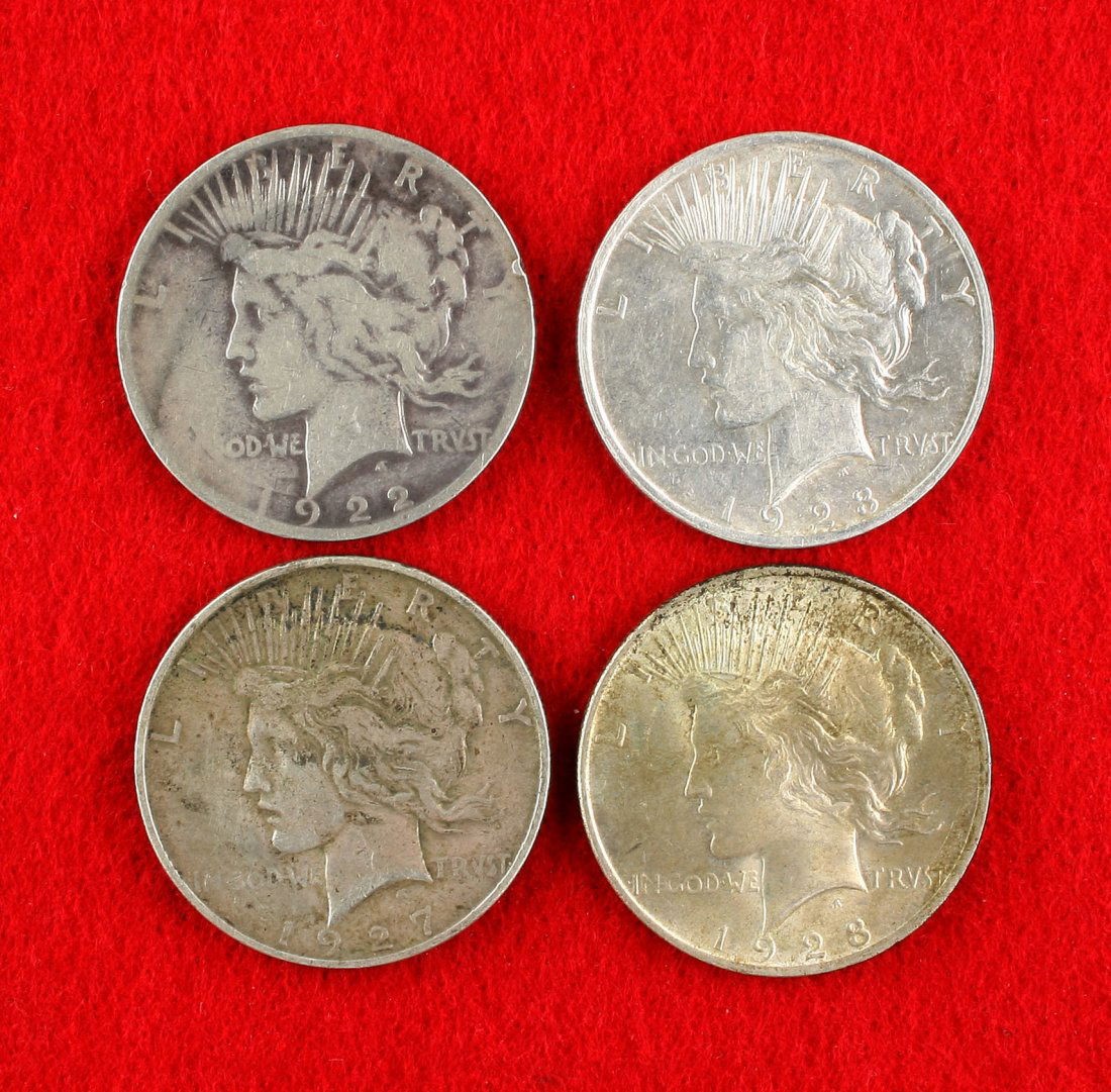 4 Nice Silver Peace Dollars (1 of 2)