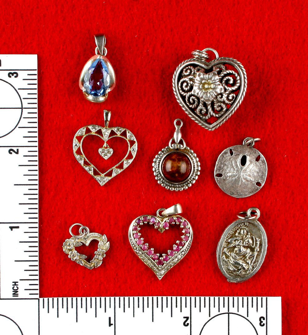 8 Nice Sterling Silver Pendants with Stones (1 of 1)