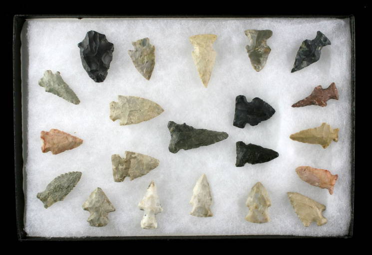 Display Of 21 Indiana Arrowheads