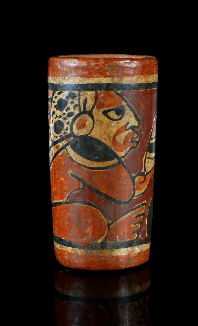 4" Mayan Polychrome Cylinder (1 of 5)