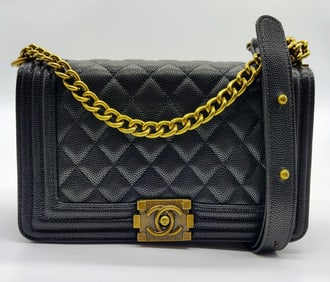 CHANEL Classic Leboy Bag Quilted Black Caviar Flap