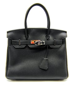 Hermes Birkin 30 Handbag (Black Togo with Palladium Hardware)