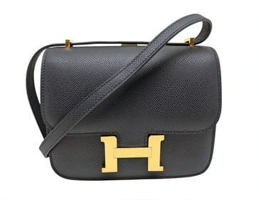 Hermes Constance 18 Black Epsom Brushed Gold Hardware