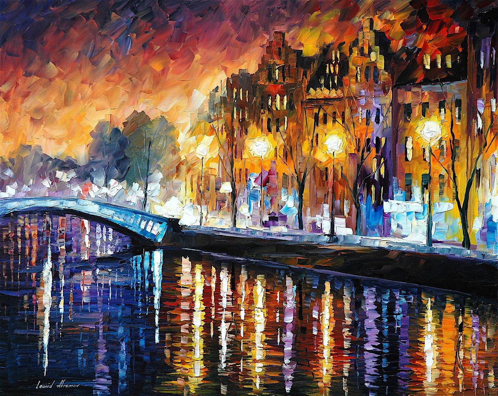 Studio recreation of a painting of Leonid Afremov (1955-2019) (1 of 2)