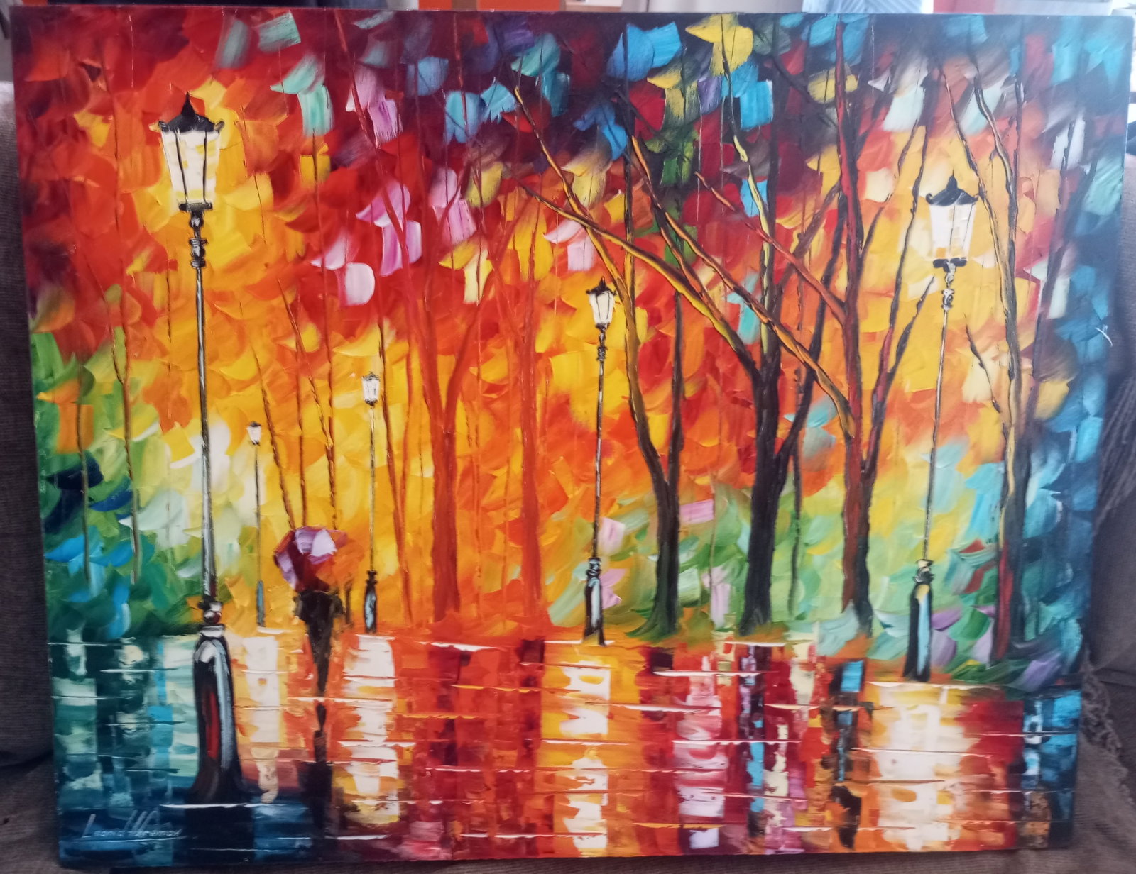 Leonid Afremov (1955-2019): LAST NIGT, Original oil painting, dimensions (width and height): 24 × 30 inches