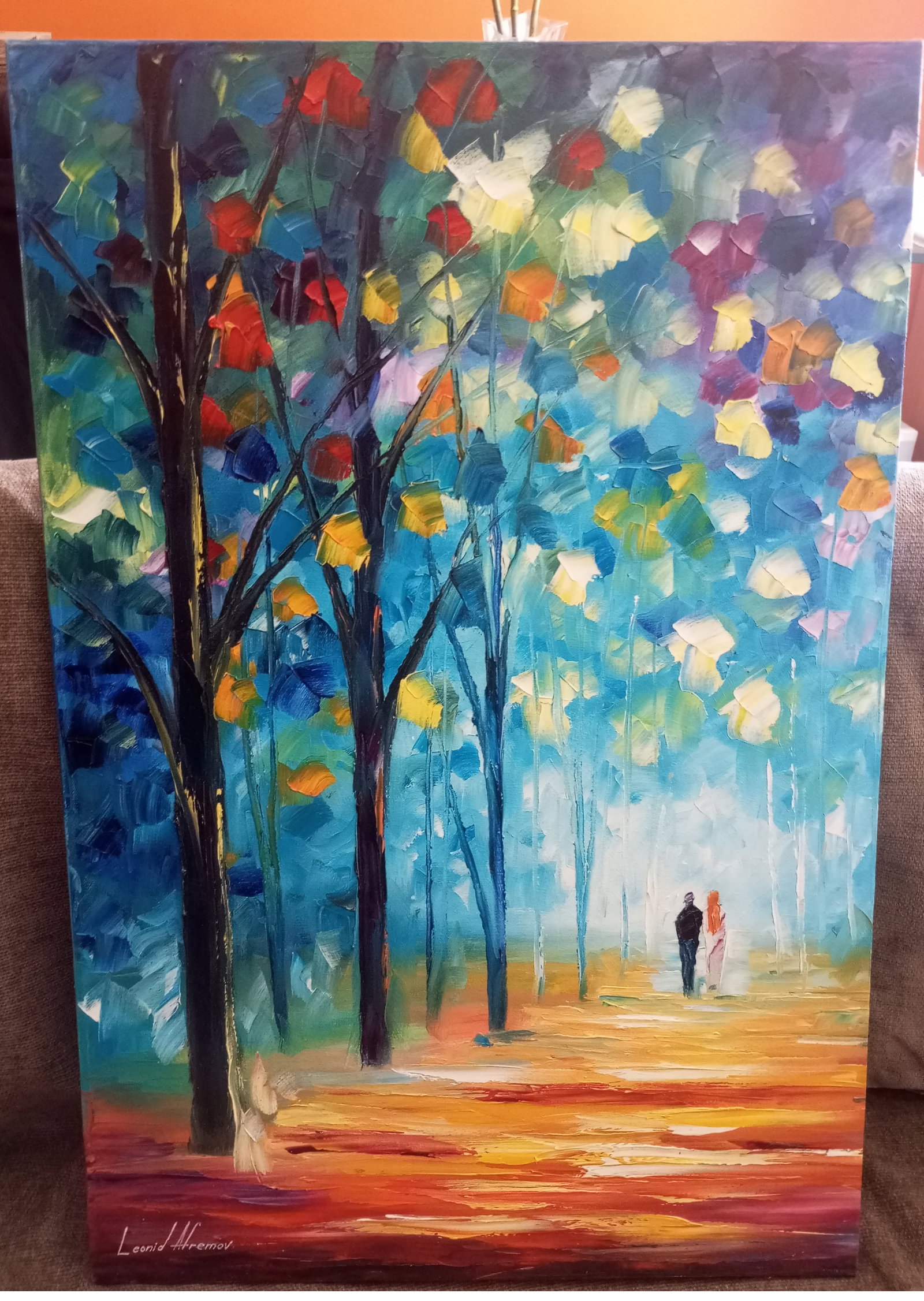 Leonid Afremov (1955-2019): BLUE FOREST, Original oil painting, dimensions (width × height): 20 × 30 in (508 × 762 mm)