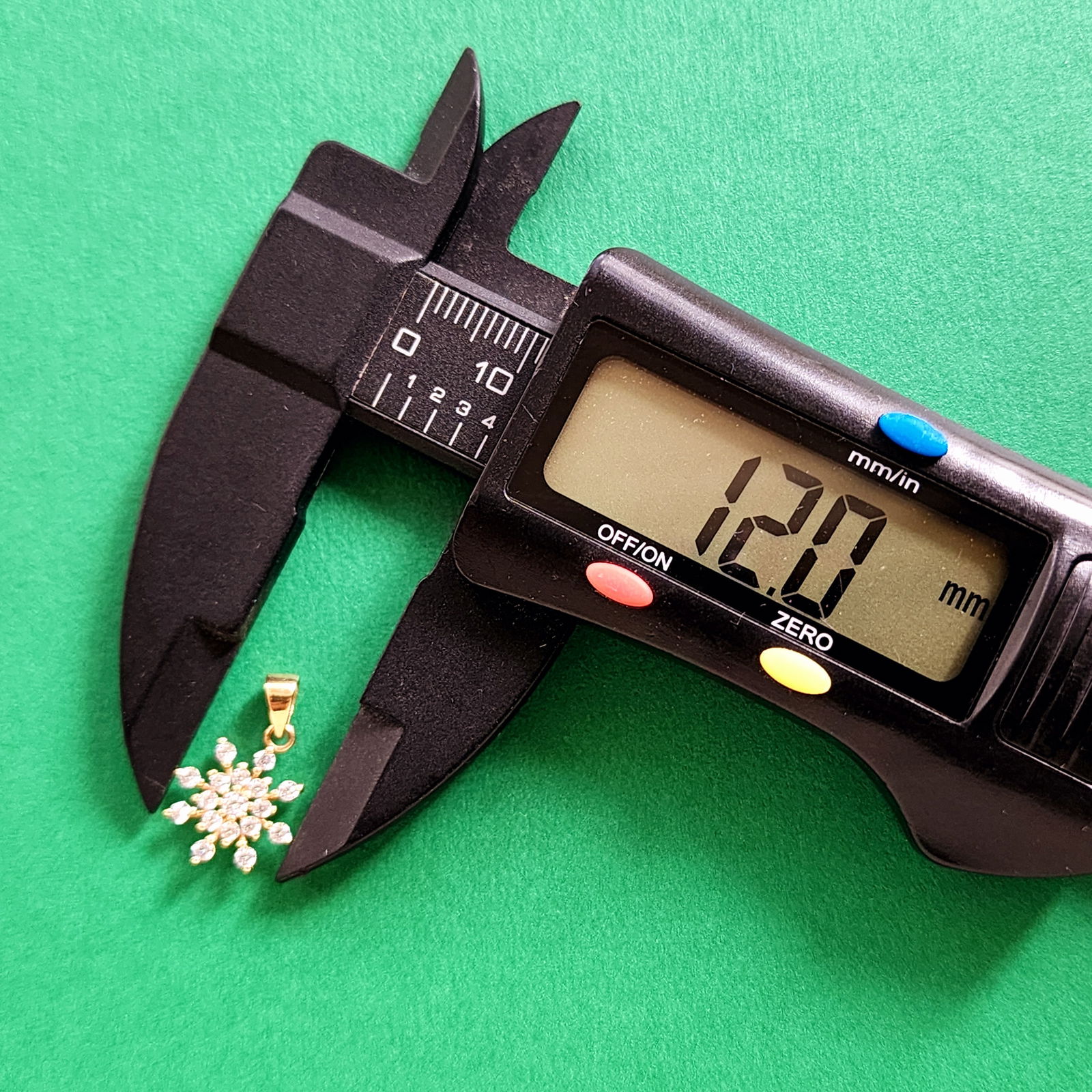 Solid Gold 9K Diamond Snowflake Pendant - 6