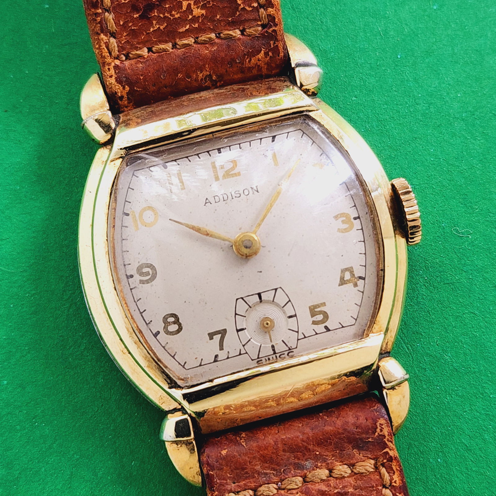 Addison Art Deco Style Vintage Watch Swiss: Ticking