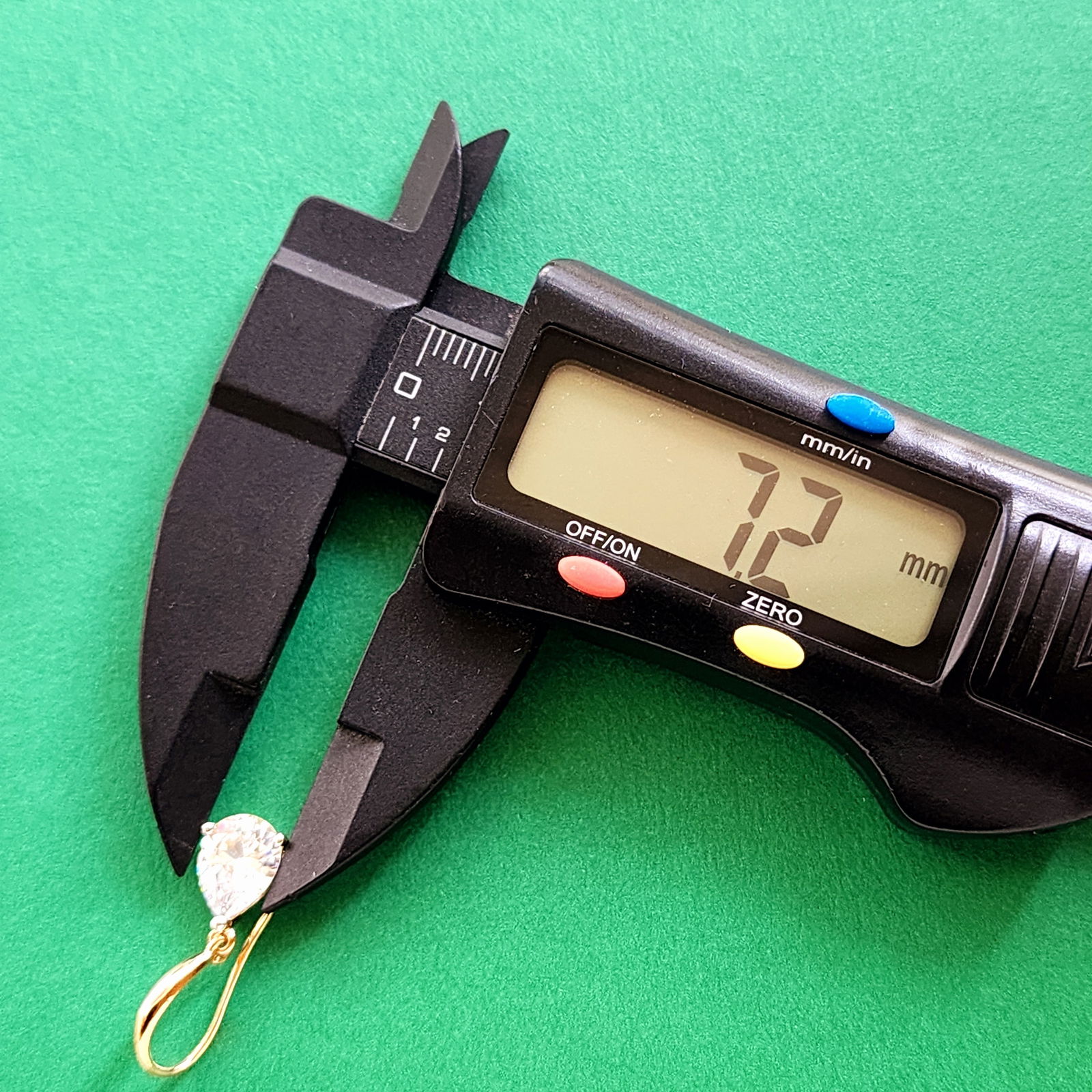 Solid Gold 9K Teardrop Pear CZ Earrings - 7