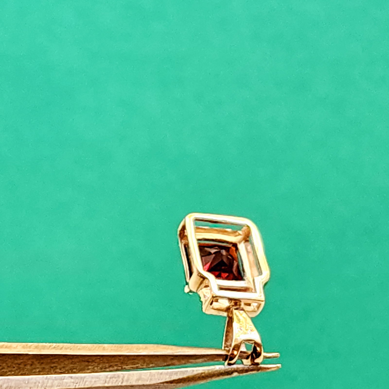 Solid Gold 9K Garnet Diamond Accent Pendant - 4