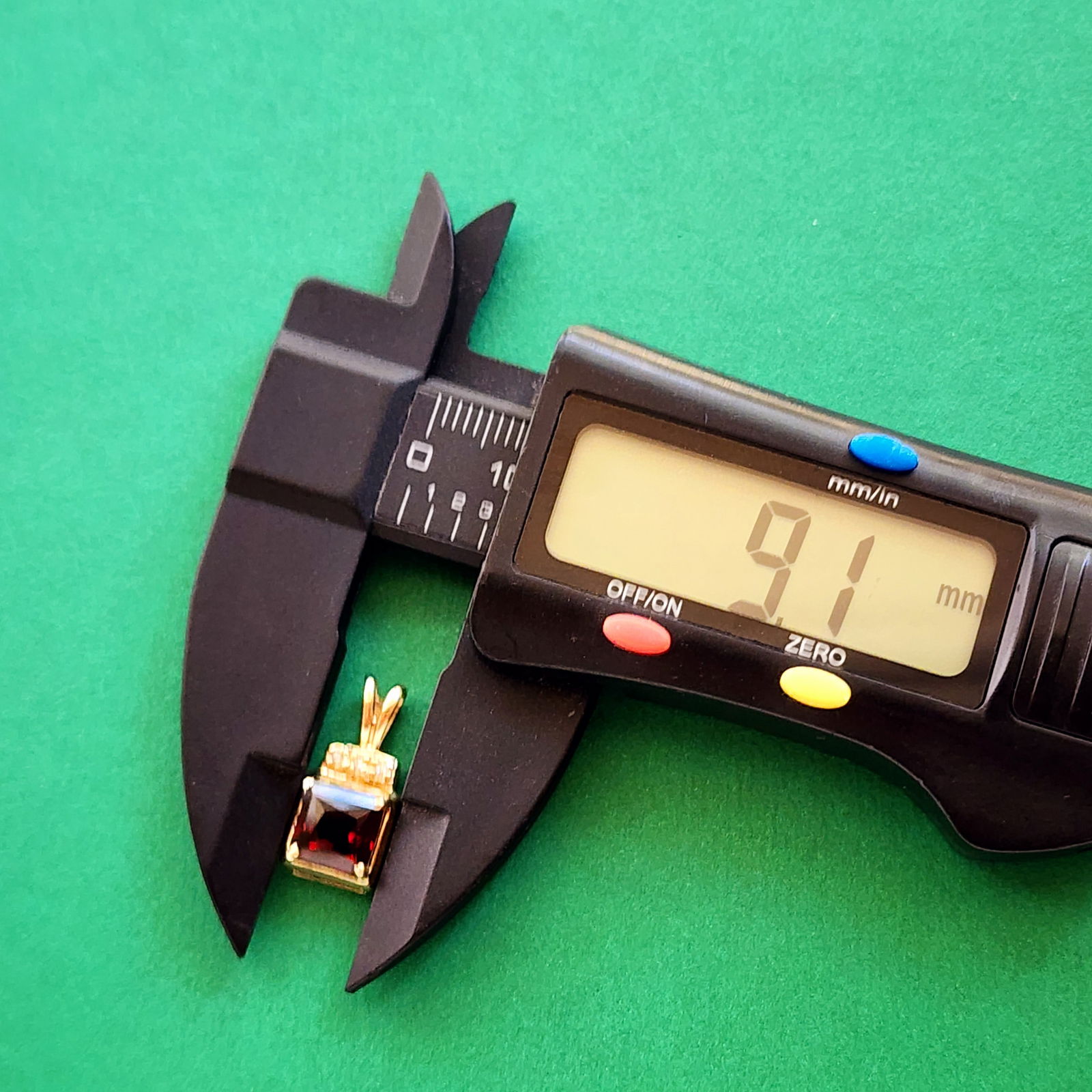 Solid Gold 9K Garnet Diamond Accent Pendant - 6