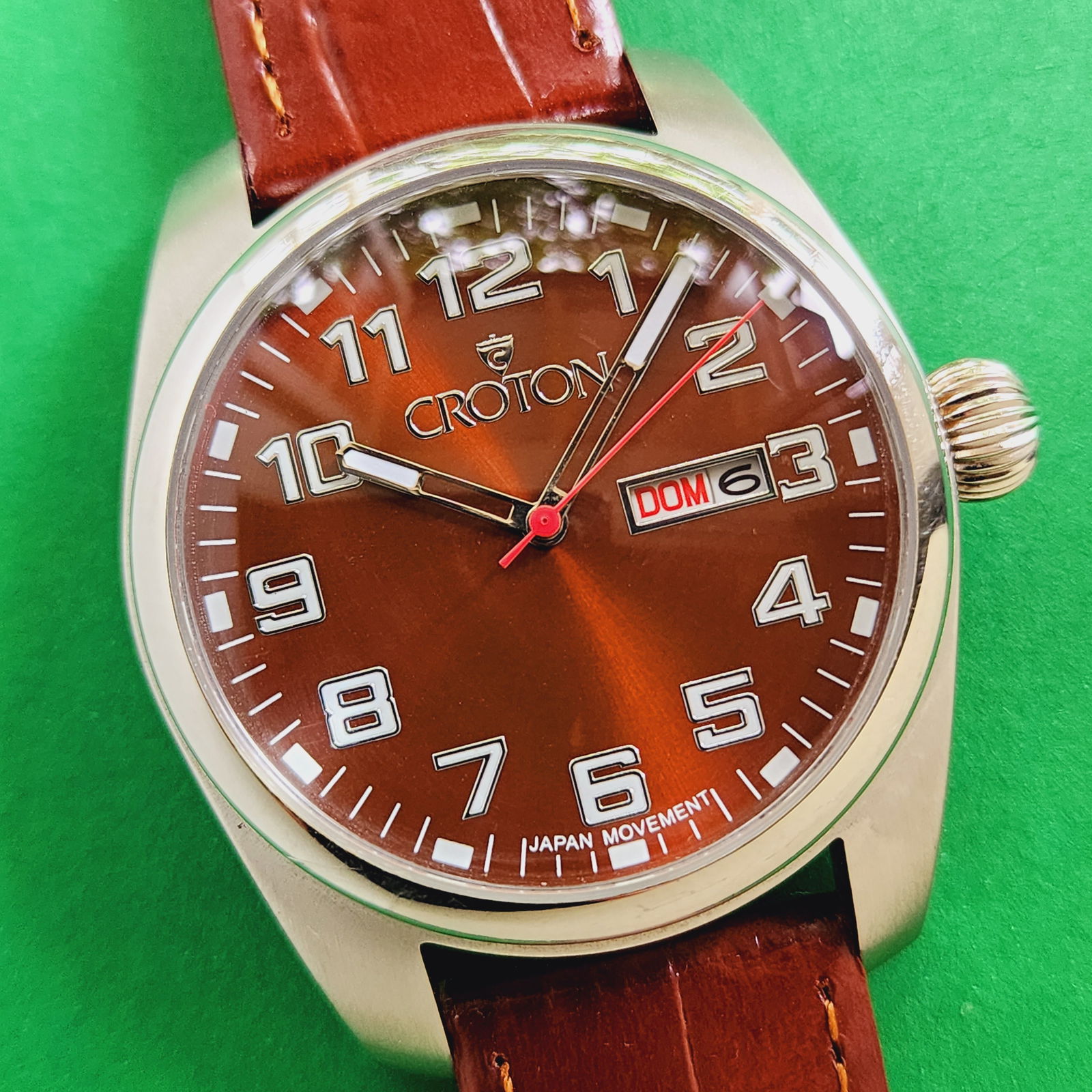 Croton Watch New Brown Leather Band: Ticking