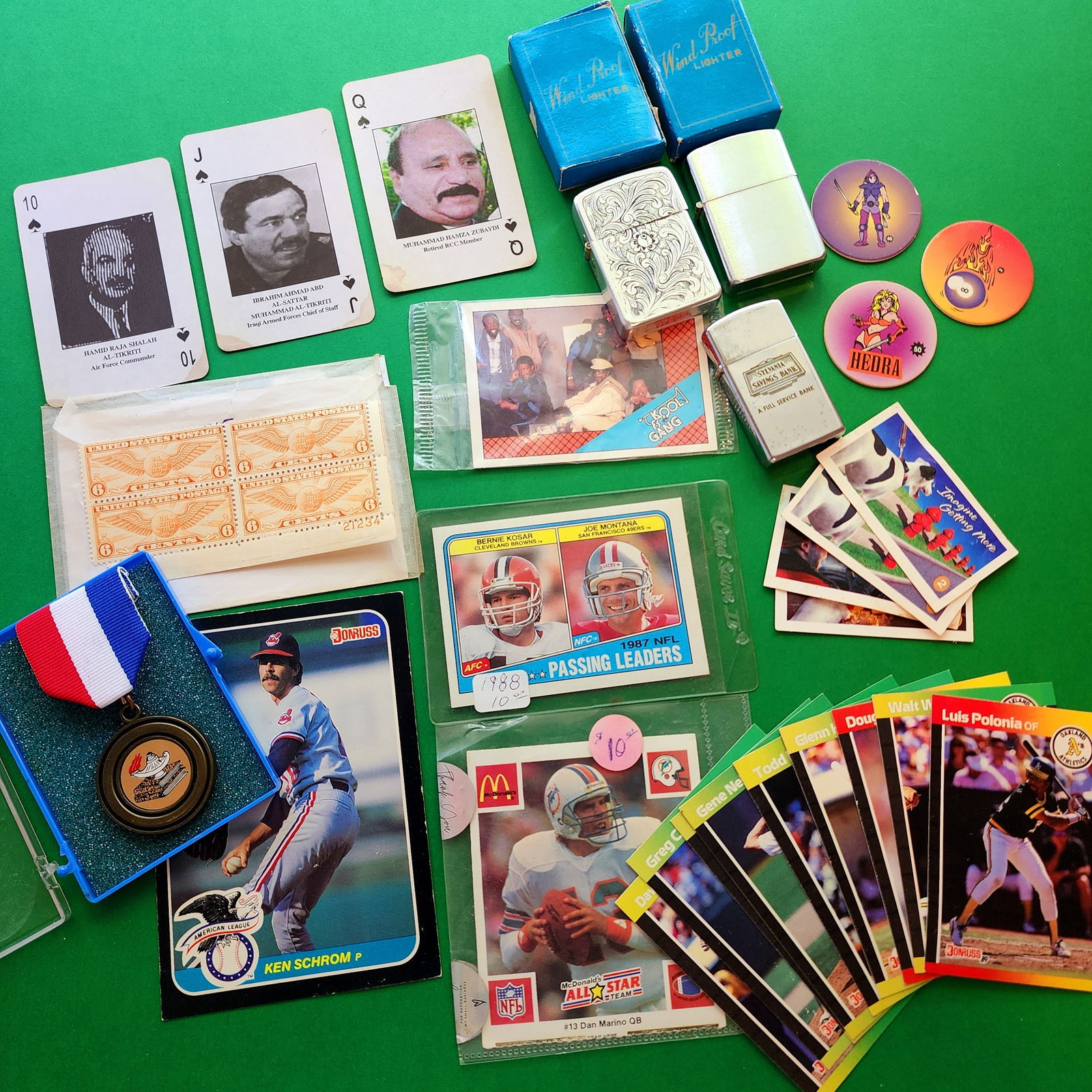 Card Lighter & Stamp Collection NFL Baseball: Condition as per photos