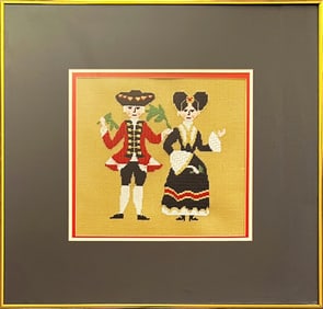 Vintage Framed English Needlepoint Embroidery