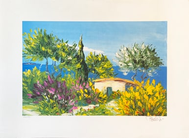 Large Marcel Belvisi Signed Limited Ed. Lithograph LE PETITE MAISON