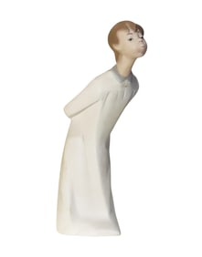 Vintage Lladro Boy Kissing # 4869 Unglazed Porcelain Figurine