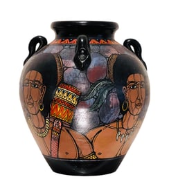 Signed Handmade Pottery Amphora Vase Jar