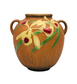 Vintage Floral Pottery Vase Marked Roseville