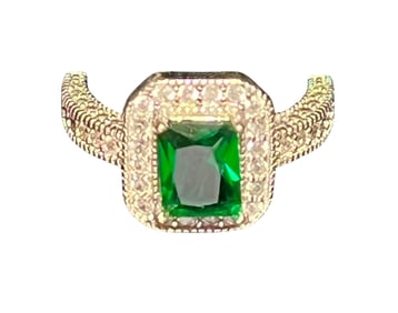 Estate Jewelry Emerald & Diamond Ring