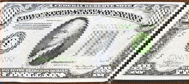 1934-A $10 Federal Reserve Note Philadelphia, Pennsylvania