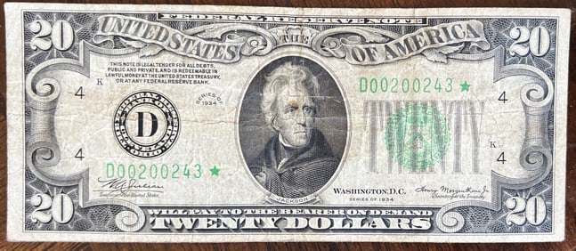1934 $20 Federal Reserve Star Note Cleveland, Ohio