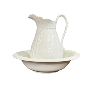 Homer Laughlin Antique Victorian Ceramic Basin & Pitcher
