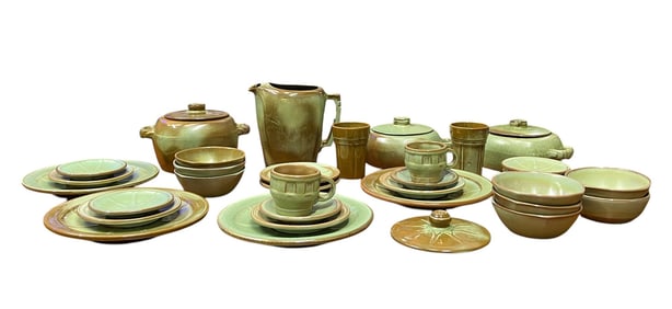 Vintage Frankoma Pottery - Wagon Wheel Prairie Green - 40+ Piece Set