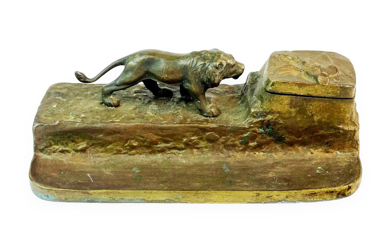 Antique Austrian Gilt Bronze Lion Inkwell (1 of 7)