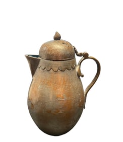 Antique 19th c. Turkish Lidded Chased Copper Teapot