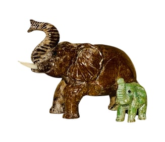 Hand Carved Solid Stone Elephant Sculpture