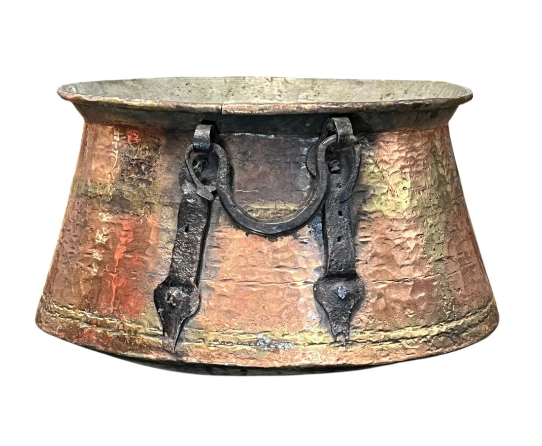 Early 19th Century Large Copper and Iron Fireplace Cauldron Pot (1 of 1)