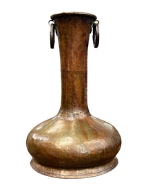 Large Early 19th Century Hand Hammered & Cut Copper Vessel