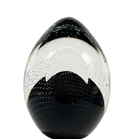 X-Large Michael Trimpol Studio Art Glass Bubble Paperweight with Facet