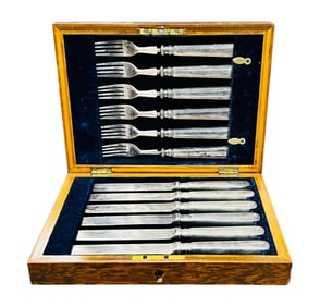 Rare Antique Drayton, Rawlins & Co. 12 pc. Silver Dessert Cutlery Set