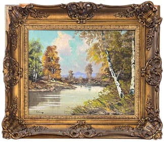 Vintage Riverscape / Landscape Oil Painting