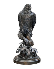 Remarkable Majestic Owl Hand-Carved Wood Sculpture